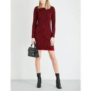 Michael Kors Jersey Shift Dress Lace Print Red Med